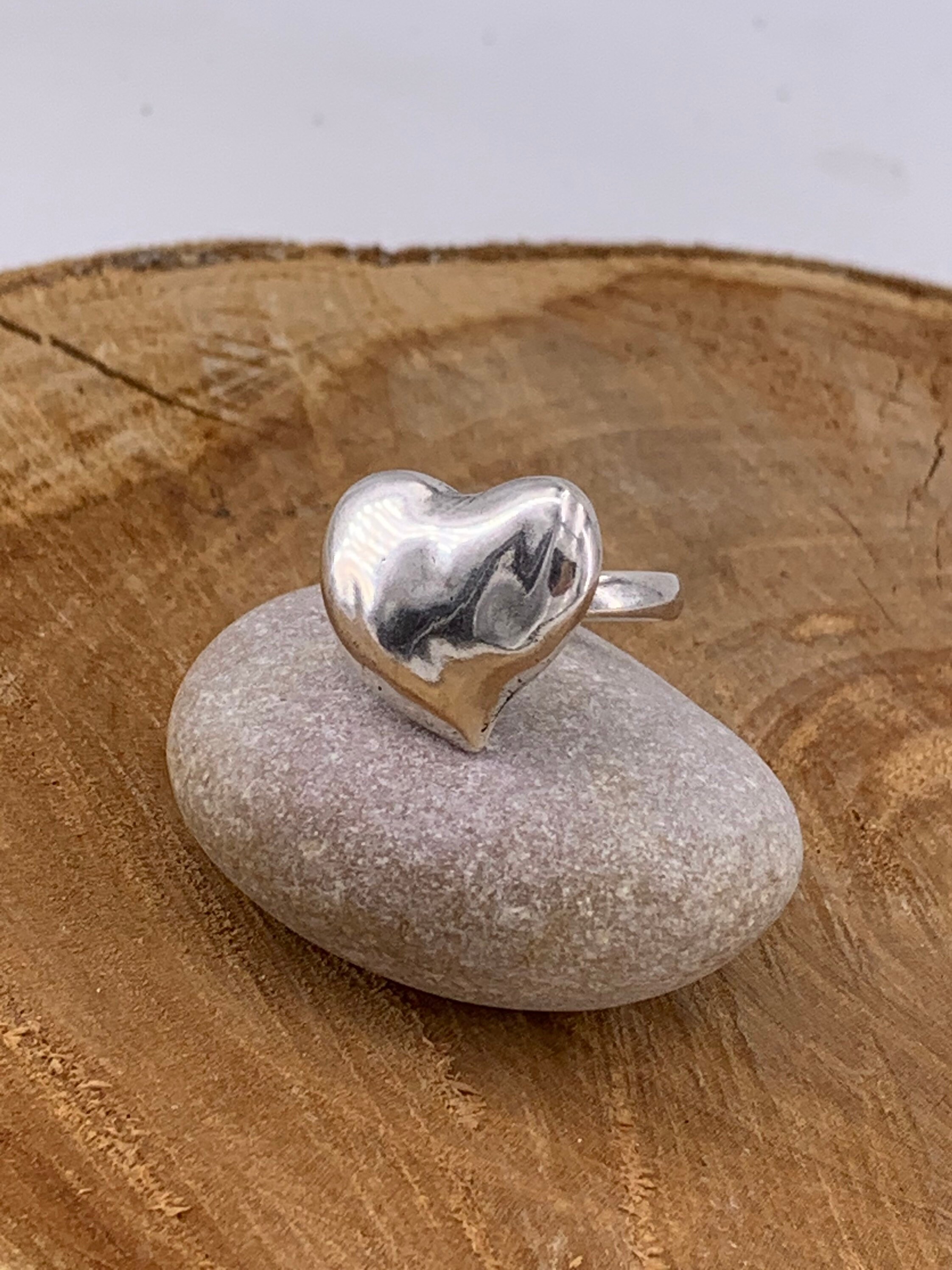 Oversized Heart Silver Chunky Ring, Statement Bold Jewelry - Etsy