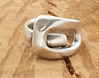 Chunky ring, Silver boho ring, engraved  boho silver ring, open band silver ring, Statement ring,