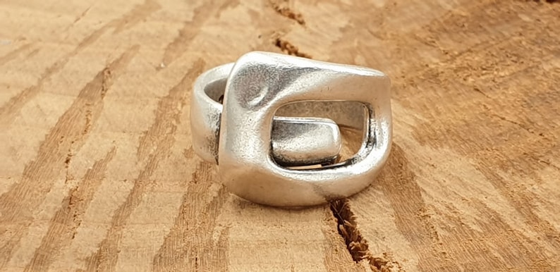 Anillo grueso, anillo boho de plata, anillo de plata boho grabado, anillo de plata de banda abierta, anillo de declaración, estilo Uno de 50 immagine 2