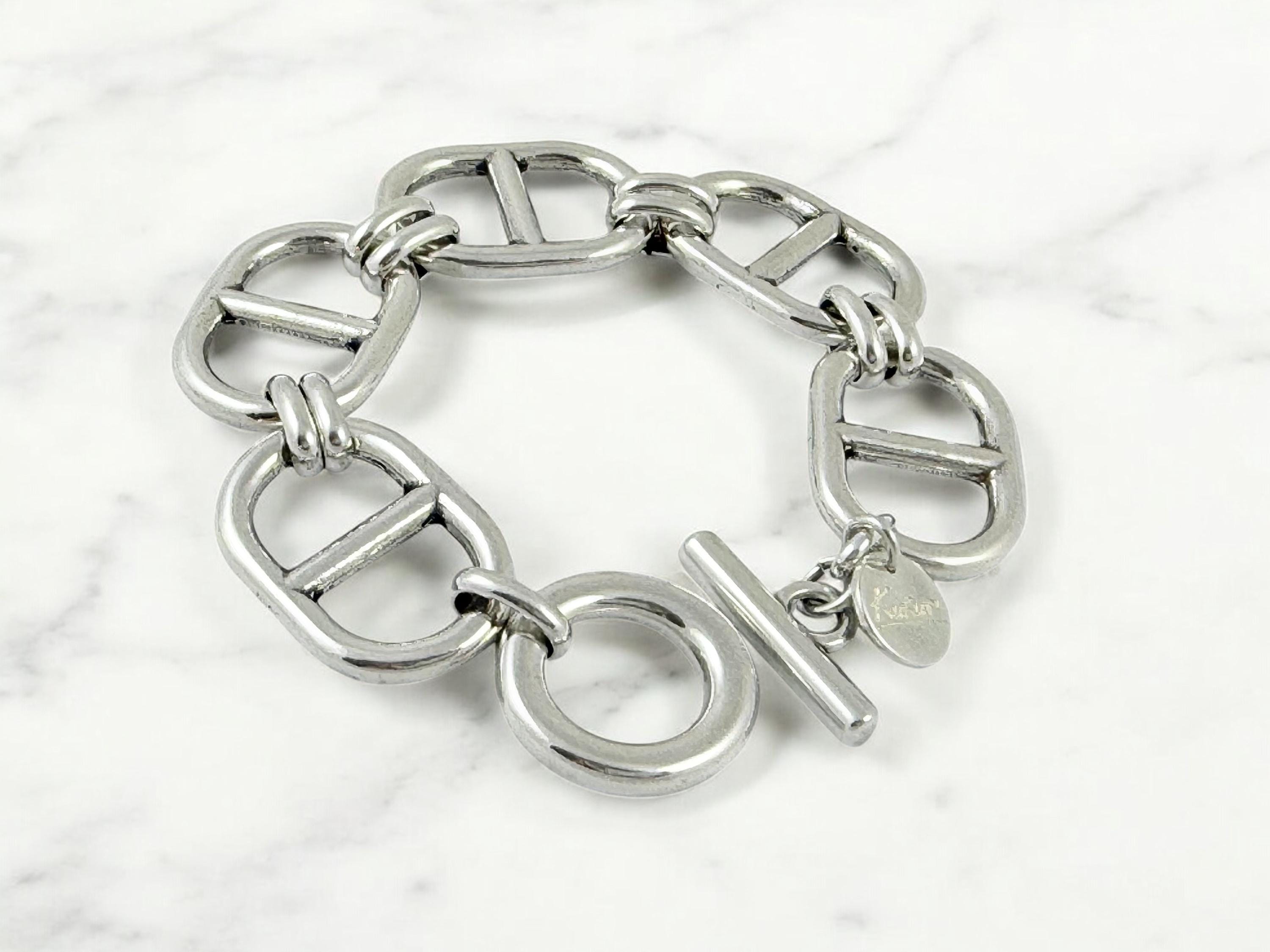 Artisian Chunky Silver Plated Mariner Links Chain Bracelet, Toggle