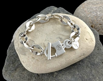 Padlock bracelet with heavy chain, curb chain bracelet padlock bracelet , heavy bracelet for her