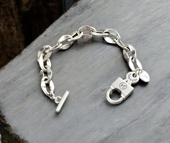 Bold Chunky Silver Plated Chain Bracelet With Oversized Padlock