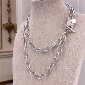 Extravagant Chunky multi layer aluminum chain necklace, layering chain necklace, multi strand chain necklace, lightweight necklace, gift