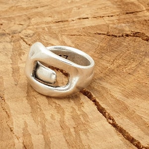Anillo grueso, anillo boho de plata, anillo de plata boho grabado, anillo de plata de banda abierta, anillo de declaración, estilo Uno de 50 Bild 3