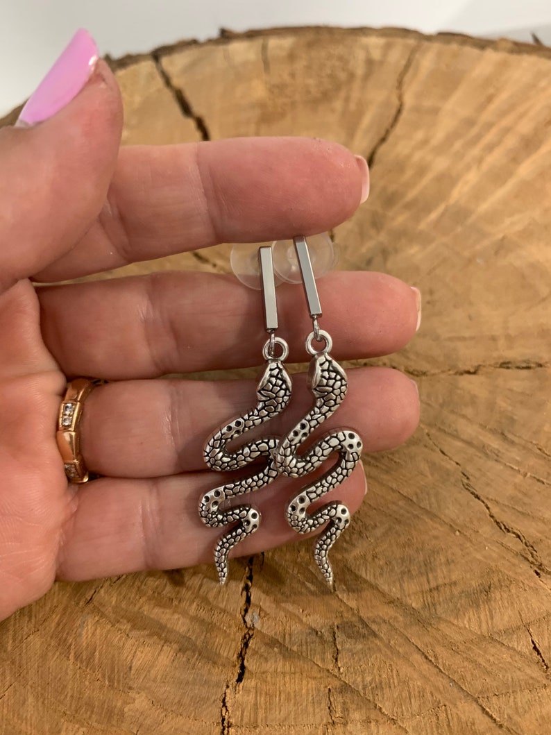 Serpent earrings silver plated serpent earrings animal earrings silver plated earrings silver snake earrings silver Snake earrings