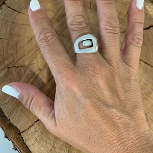 Anillo grueso, anillo boho de plata, anillo de plata boho grabado, anillo de plata de banda abierta, anillo de declaración, estilo Uno de 50 image 8