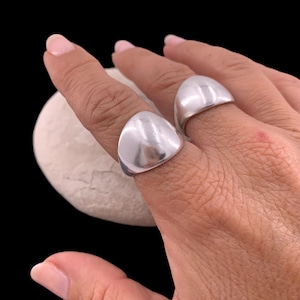 Chunky silver dome bold ring, rock style industrial jewelry image 1