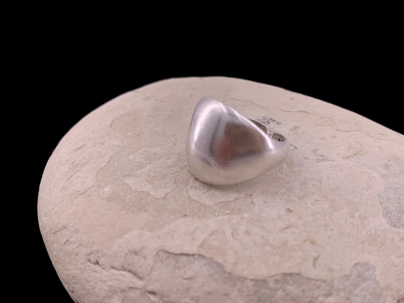 Chunky silver dome bold ring, rock style industrial jewelry image 8