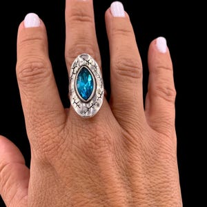 Chunky crystal and silver ring, Swaroski statement ring, voluminous ring, wide ring, uno de 50 style ring, Christmas gift for her,