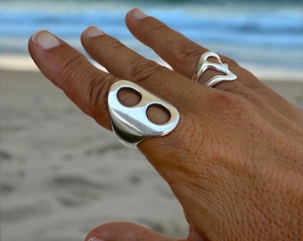 Chunky silver statement ring – bold sculptural handmade jewelry for women – uno de 50 inspired us size 8 gift for her