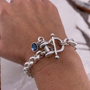 Grosse chaîne en argent avec cristaux Swarovski, fermoir à bascule et pendentif cadenas, bracelet épais audacieux, style uno de 50, cadeau