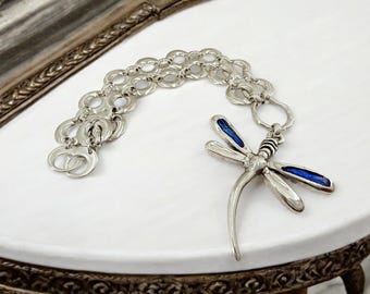 Colgante Libélula Plata De Ley 925 Collar Libélula Plata