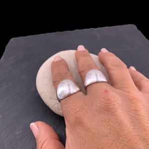 Chunky silver dome bold ring, rock style industrial jewelry image 6