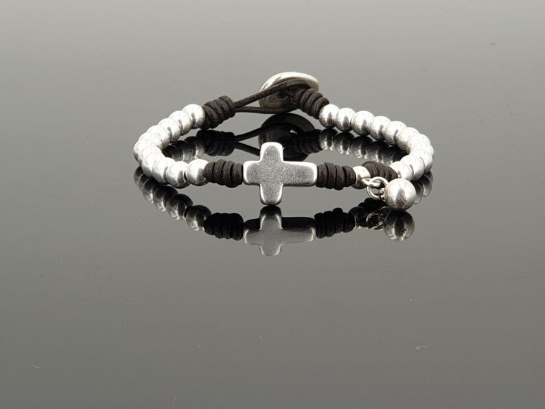 silver beads bracelet Woman leather Bracelet Uno de 50 Style cross bracelet woman boho tribal bracelet