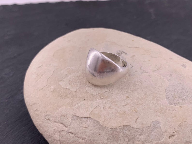 Chunky silver dome bold ring, rock style industrial jewelry image 10