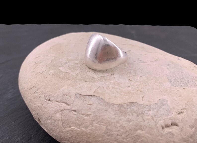 Chunky silver dome bold ring, rock style industrial jewelry image 5