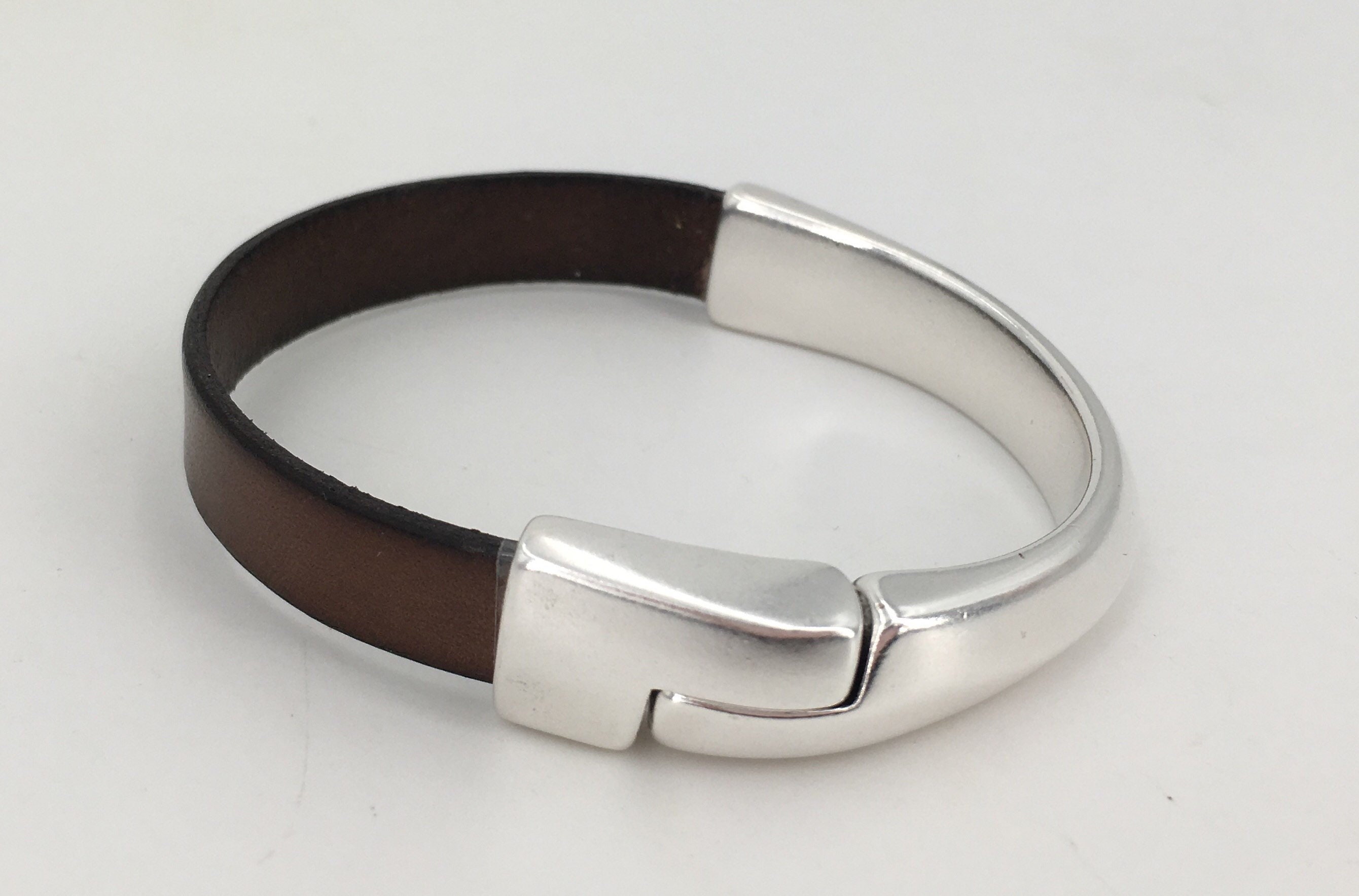 Leather Bracelet for Men Silver Half Cuff Bracelet Silver Etsy