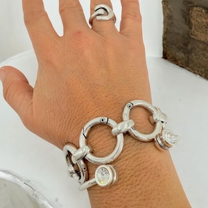Extra large link chunky chain bracelet, oversize silver bracelet, thick link bracelet, big size bracelet, bold big chain link bracelet,