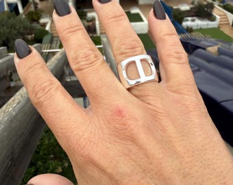 Dikke, gewaagde geometrische ring verzilverde unisex moderne sieraden