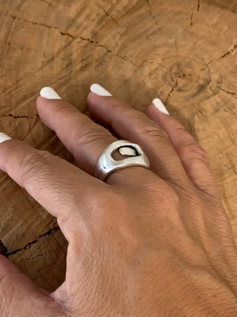 Anillo grueso, anillo boho de plata, anillo de plata boho grabado, anillo de plata de banda abierta, anillo de declaración, estilo Uno de 50 Bild 6