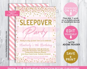 pajama party invite etsy
