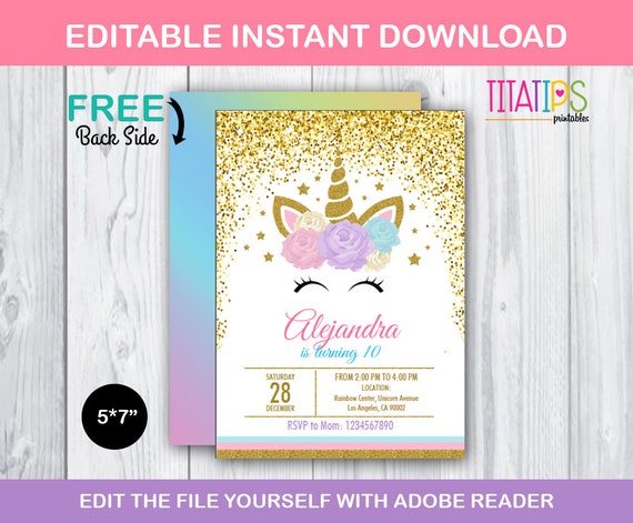 Invitaciones De Cumpleaos De Unicornio Greetings Island Invitaciones De Cumpleaos De Unicornio Greetings Island