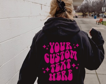 Personalized Custom Trendy Y2K Hoodie, Sorority Hoodie, Words On The Back Hoodie