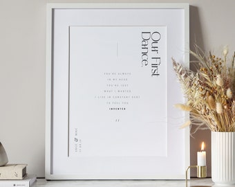 Personalised Song Lyrics Print, First Dance Print, Lyrics Print, Personalised Song Print, Wedding Song Print
