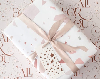 Luxury Wrapping Paper with Terrazzo Print and All For You print gift wrap