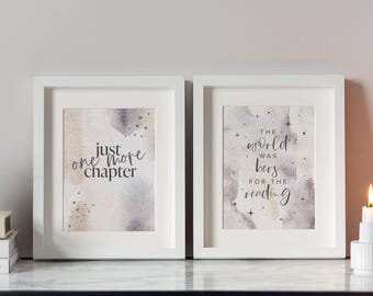 Just One More Chapter Print, The World Was Hers For The Reading Wall Art, Gifts For Book Lovers, Book Prints