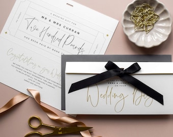 Personalised Wedding Money Gift Voucher or Gift Experience Voucher for Bride and Groom