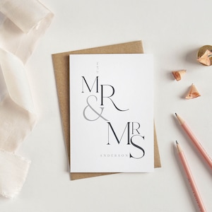 Carte de M. et Mme personnalisée pour mariage, carte d'anniversaire de mariage, carte de M. et M., carte de Mme et Mme, carte de mariage gay
