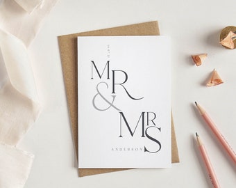Personalised Mr and Mrs Card for Wedding, Wedding Anniversary Card, Mr and Mr Card, Mrs and Mrs Card, Gay Wedding Card