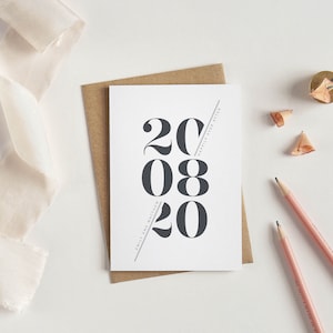 Carte de date spéciale, carte de date personnalisée pour mariage, nouvelle carte de bébé personnalisée, carte d'anniversaire, carte d'anniversaire, nouvelle maison
