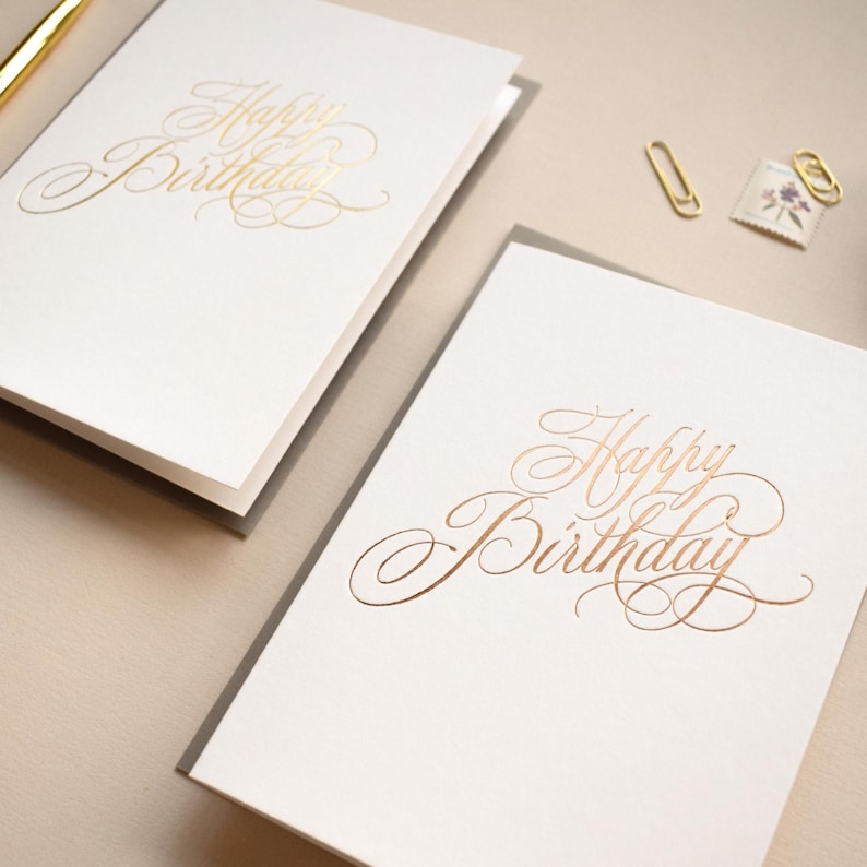 Birthday Card, Calligraphy Birthday Card, Luxury Birthday Card, Gold Birthday Card, Rose Gold Birthday Card, Special Birthday Card image 2