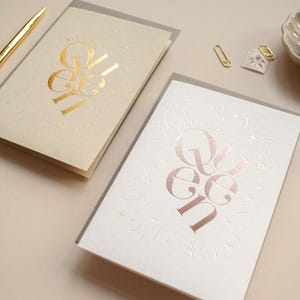 Carte d'anniversaire reine pour elle en feuille d'or ou feuille d'or rose