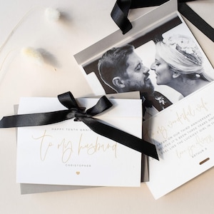 Carte d'anniversaire de mariage personnalisée pour mari ou femme, carte d'anniversaire de luxe avec photo pour lui