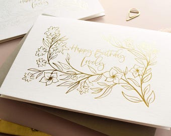 Luxury Gold Foil Floral Birthday Card For Her