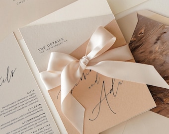 Velare Wedding Invitation Sample Suite | Modern Calligraphy Wedding Invitation | Minimal Luxury Wedding Stationery | Invitation Sample