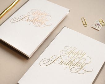 Birthday Card, Calligraphy Birthday Card, Luxury Birthday Card, Gold Birthday Card, Rose Gold Birthday Card, Special Birthday Card