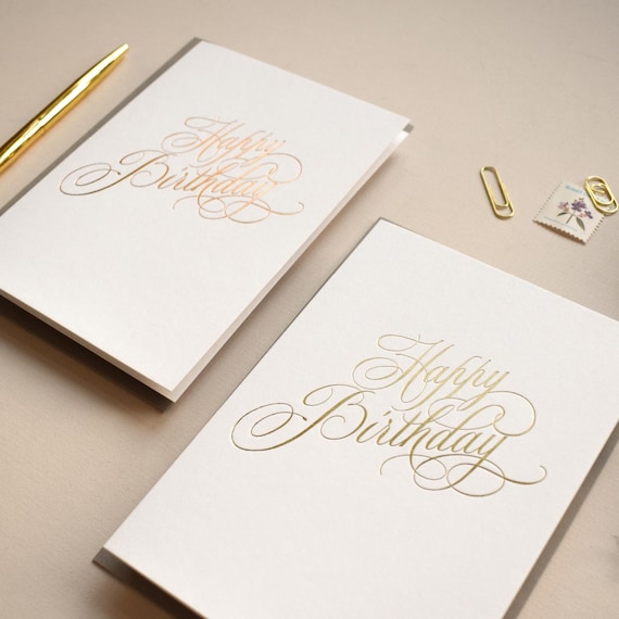 Birthday Card, Calligraphy Birthday Card, Luxury Birthday Card, Gold Birthday Card, Rose Gold Birthday Card, Special Birthday Card