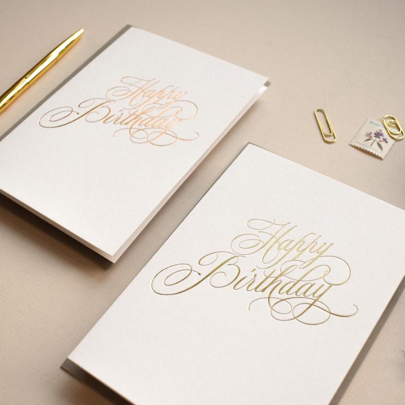 Birthday Card, Calligraphy Birthday Card, Luxury Birthday Card, Gold Birthday Card, Rose Gold Birthday Card, Special Birthday Card image 1