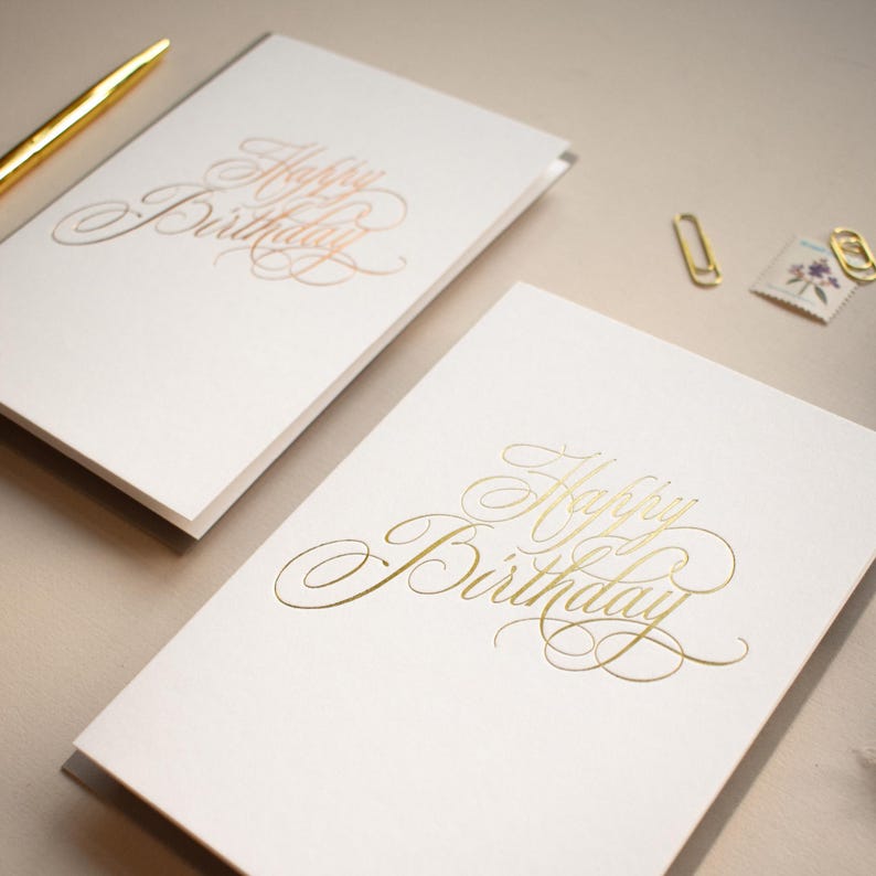 Birthday Card, Calligraphy Birthday Card, Luxury Birthday Card, Gold Birthday Card, Rose Gold Birthday Card, Special Birthday Card image 4