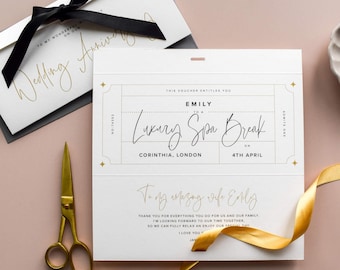 Personalised Gift Experience Voucher for husband or wife on Wedding Anniversary, Gift Spa Days, Hotel stay, Theatre Tickets