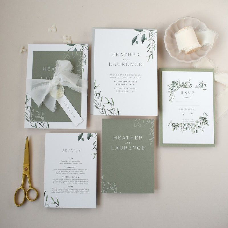 Sage Wedding Invitation - Etsy