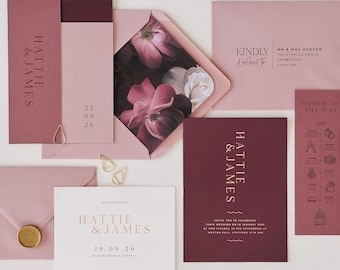 Aliferous Wedding Invitation Sample Suite | Gold Foil Wedding Invitation | Minimal Modern Wedding Stationery | Luxury Invitation Sample