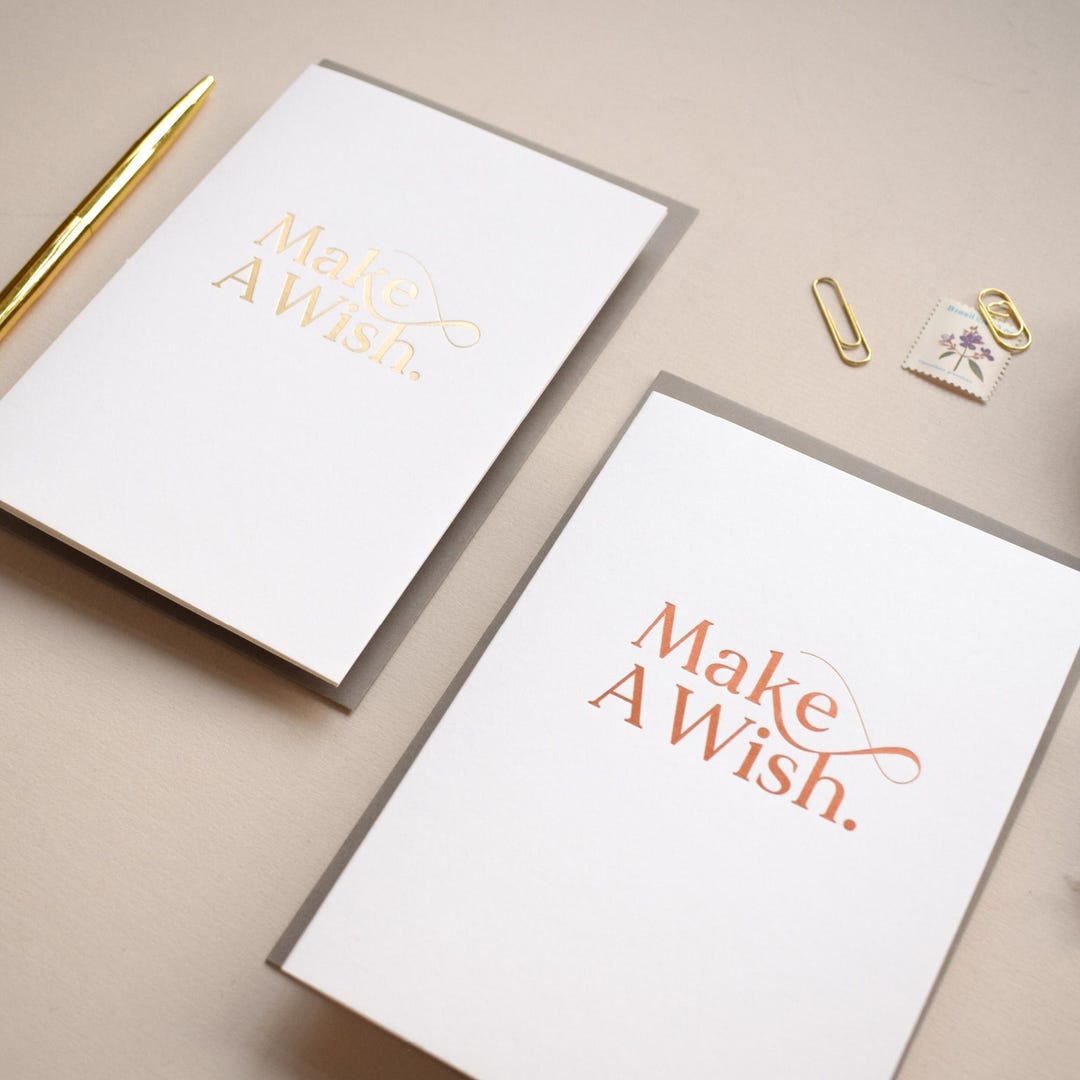 Luxury Birthday Card 'make a Wish' With Gold Foil or Copper Foil - Etsy