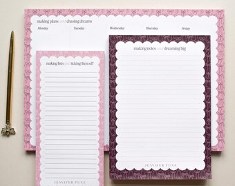 Weekly Planner Pad, Notepad, List Pad, Stationery Gift Set for Her