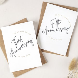 Personalised Anniversary Card for Husband, Personalised Anniversary Card for Wife, Wedding Anniversary card image 1