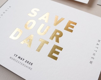 Elysian Save the Date Sample | Gold Foil Save the Date Card | Modern Minimal Wedding Save the Date | Wedding Stationery Sample